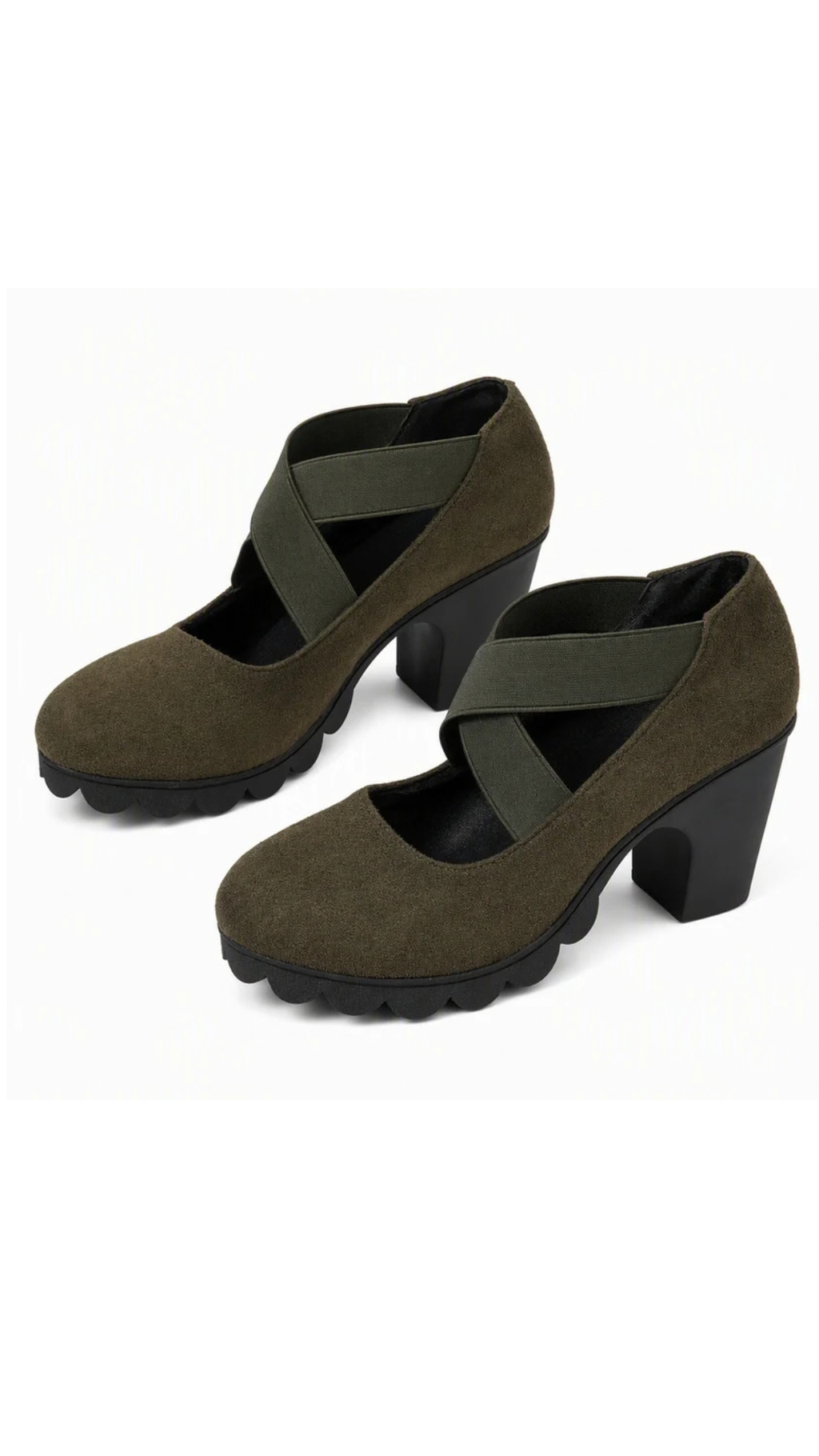 Zapatos Mary Jane - con punta redonda, correa cruzada, tacón ancho, plataforma.