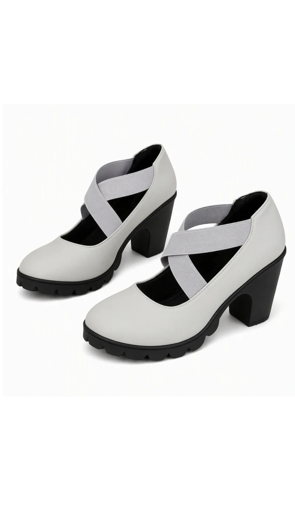 Zapatos Mary Jane - con punta redonda, correa cruzada, tacón ancho, plataforma.