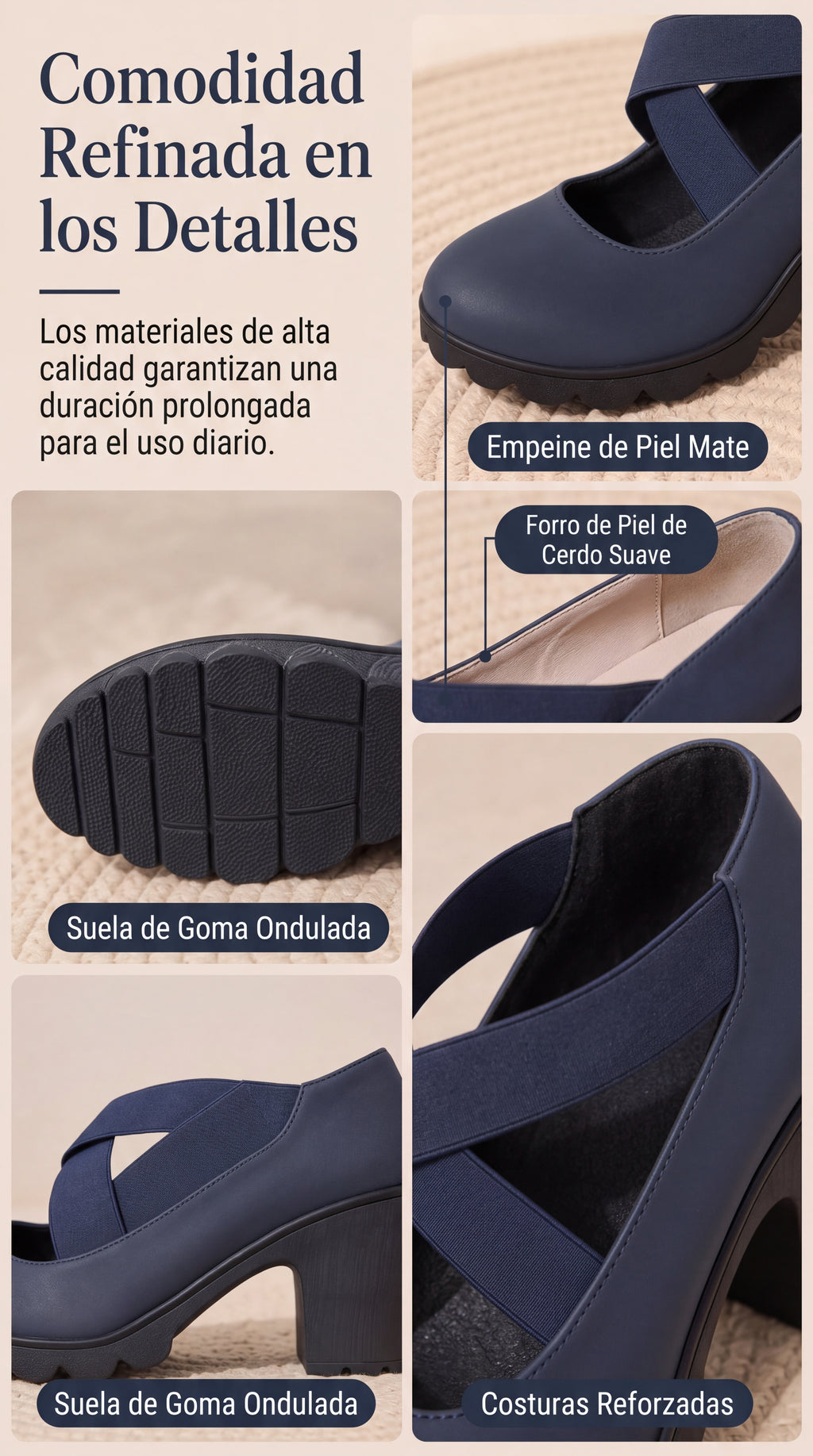 Zapatos Mary Jane - con punta redonda, correa cruzada, tacón ancho, plataforma.