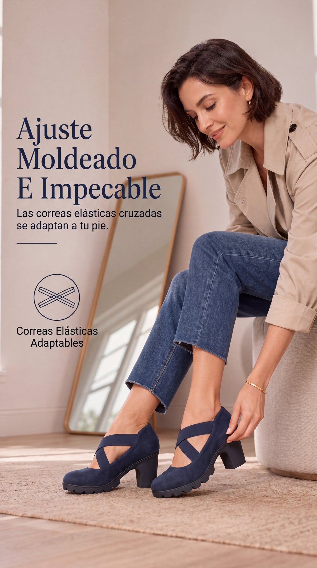 Zapatos Mary Jane - con punta redonda, correa cruzada, tacón ancho, plataforma.
