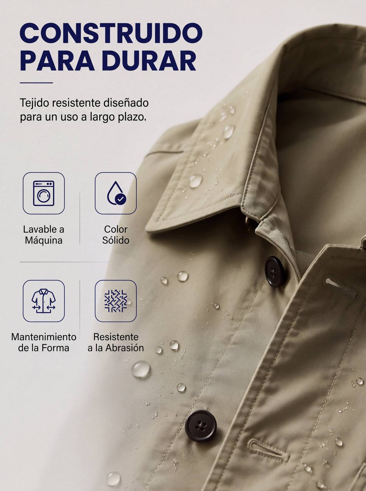 Gabardina de hombre impermeable de largo medio