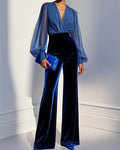 Mono Matilde azul con escote en V