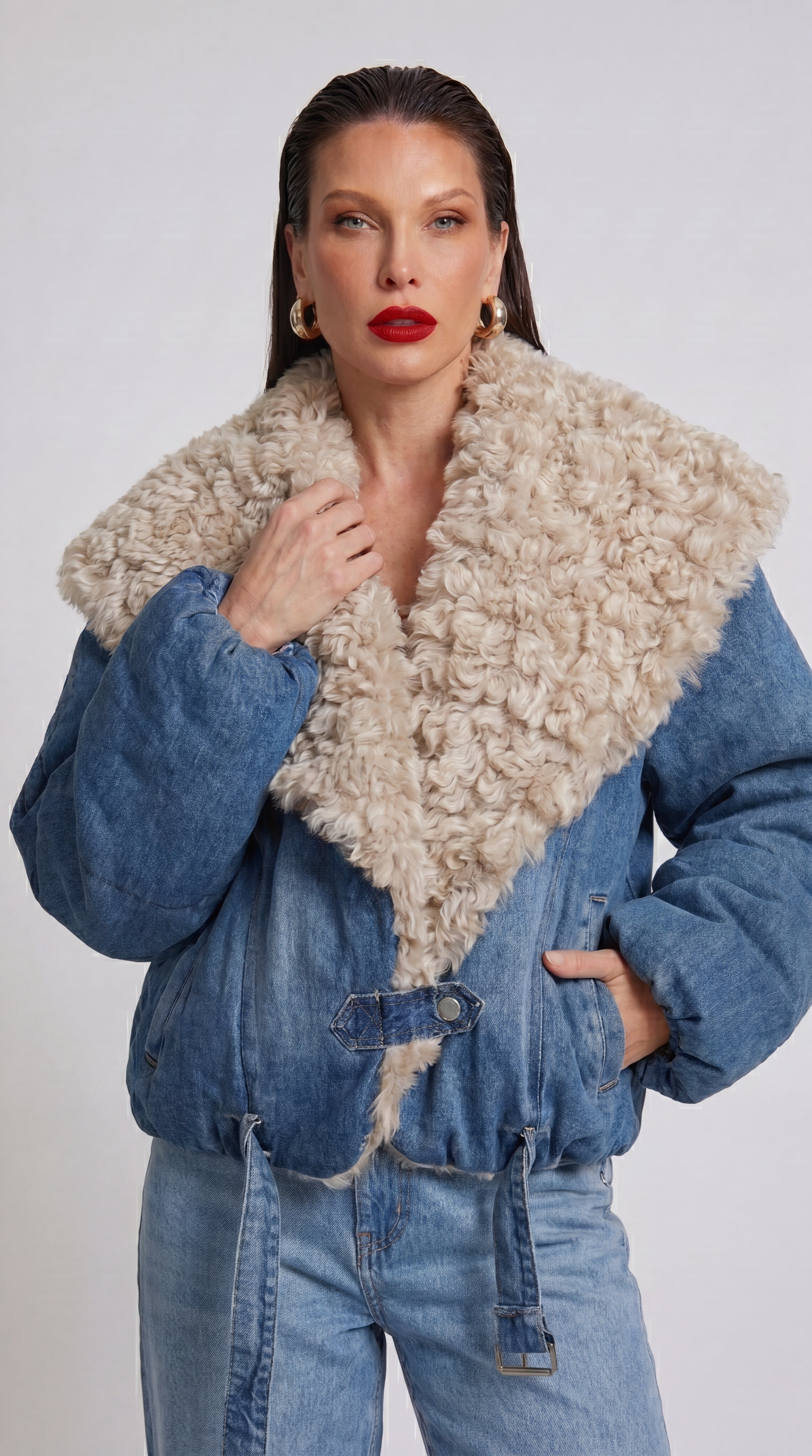 CHAQUETA DENIM PELO