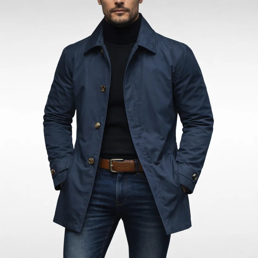 Gabardina de hombre impermeable de largo medio