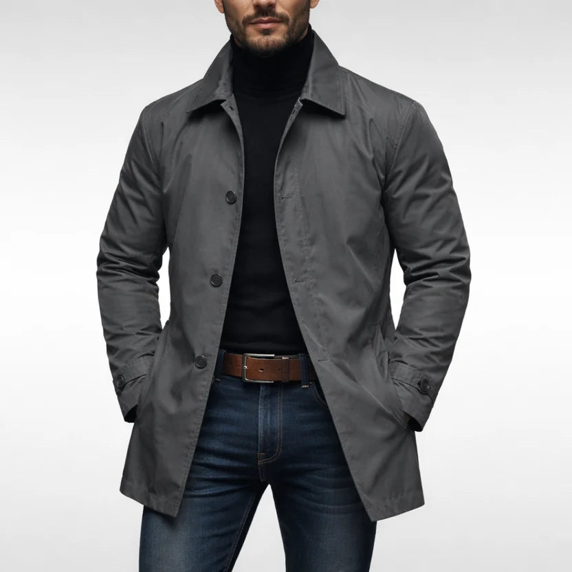 Gabardina de hombre impermeable de largo medio