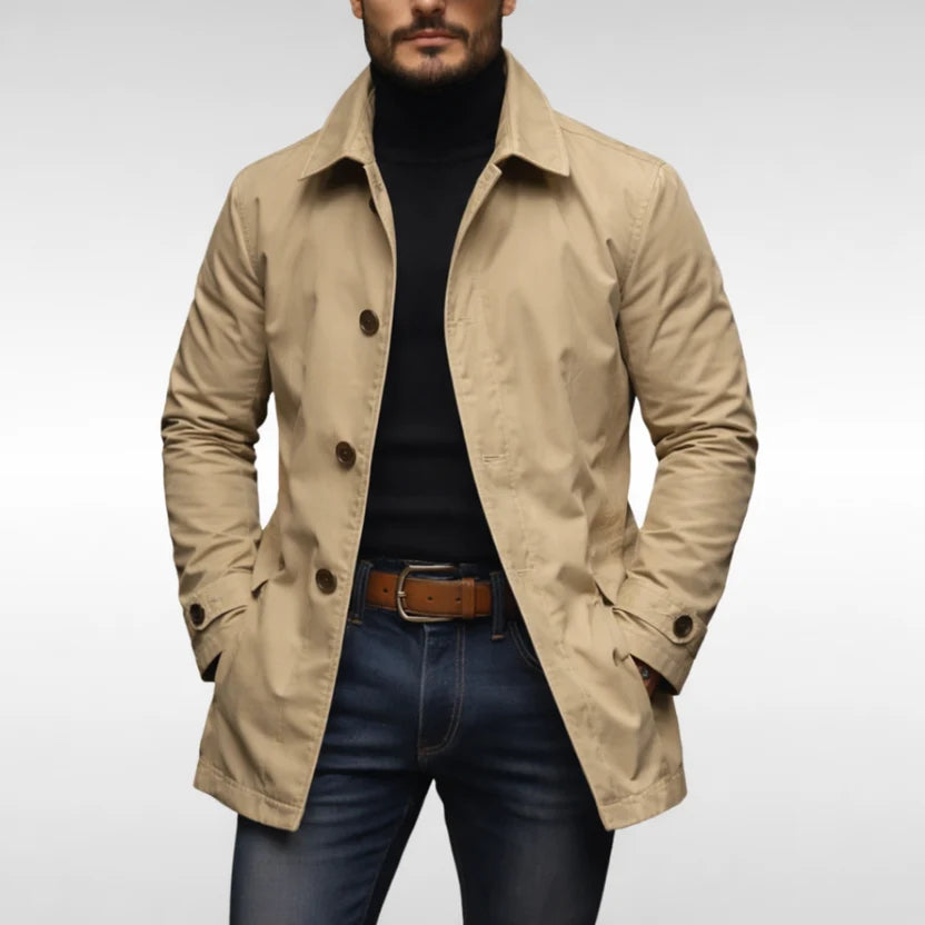 Gabardina de hombre impermeable de largo medio