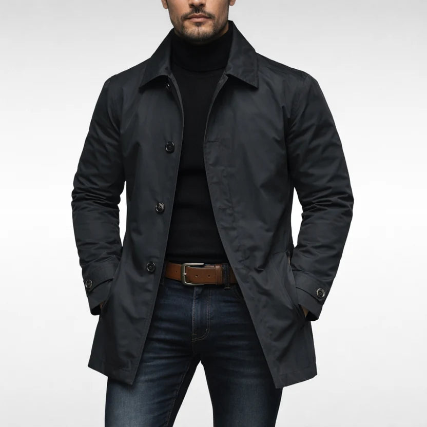 Gabardina de hombre impermeable de largo medio